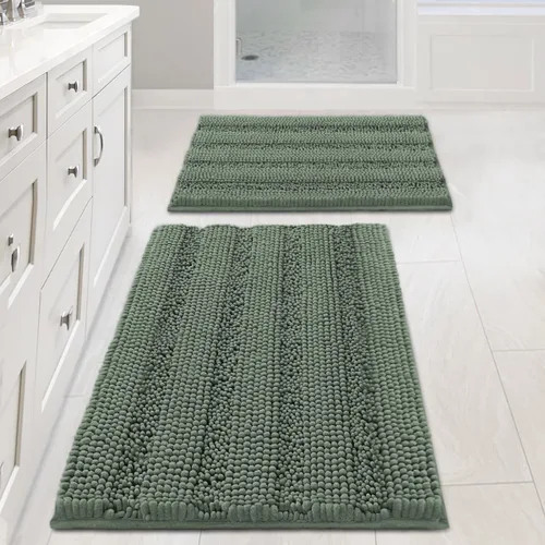 Miniatura 22 de H.VERSAILTEX - Alfombras de baño, juego de 2 piezas, alfombra de contorno para baño, juego de alfombras para inodoro, alfombra antideslizante