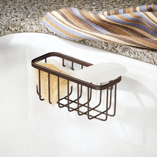 Miniatura 6 de iDesign Gia - Soporte de succión para fregadero, esponjas, fregadores, jabón en cocina, baño, bañeras, 5.75 x 2.25 x 2.5 pulgadas, bronce