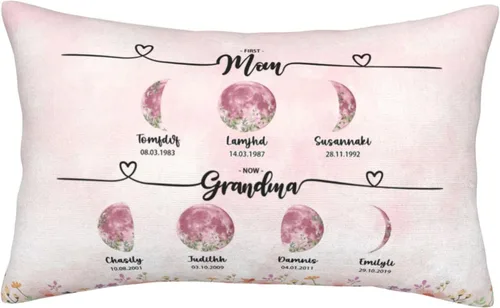 Miniatura 22 de Custom The Day You Became Our Mom Pillow Cover, Personalized Family Birth Moon Phase Pillowcases with Name Birthdate Gift for Mom Dad Father's Day