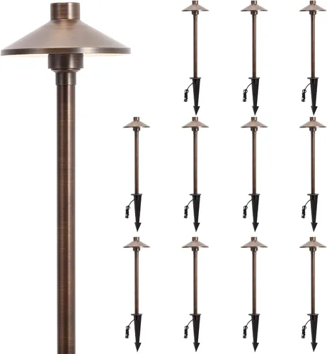 Miniatura 8 de Gardencoin Luces de camino de bajo voltaje de latón macizo (pantalla de 6.7 pulgadas, 21.9 pulgadas de alto), 12 V CA/CC luces LED resistentes