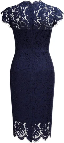 Miniatura 7 de Miusol - Vestido para mujer retro de encaje floral, ajustado, vestido de noche, para cóctel, minivestido