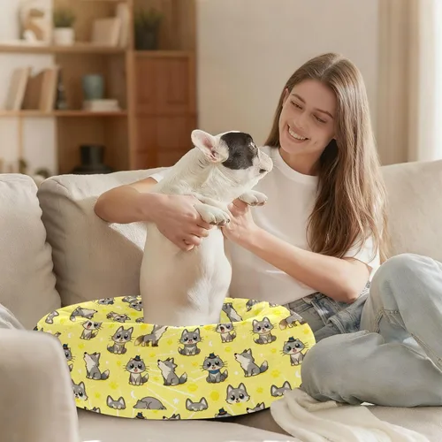 Miniatura 8 de Pet Dog Bed Donut Cuddler Fluffy Cat Pillow Bed for Medium Size Pets Sleeping XS Cute Wolves