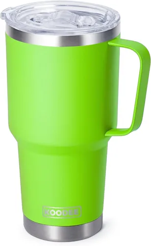 Miniatura 35 de Koodee - Vaso delgado de acero inoxidable de 20 onzas (4 unidades) aislado con doble pared, vaso de agua con 4 tapas, 4 popotes y 2 cepillos