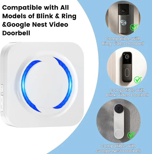 Miniatura 2 de Extensor de timbre inalámbrico para Ring Blink Google Nest, amplificador de timbre inteligente Wi-Fi sin necesidad de cableado y sin límites