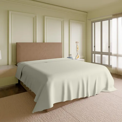 Miniatura 11 de Sábana plana de 100% algodón gris claro tamaño completo solamente, tejido percal fresco y nítido, altamente transpirable y cómoda, sábana superior