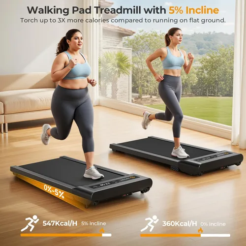 Miniatura 2 de Hifast Walking Pad Treadmill with Incline,Under Desk Treadmills for Home Office,300lbs Capacity Portable Small Walking Pad,2.5HP Quiet Running Pad