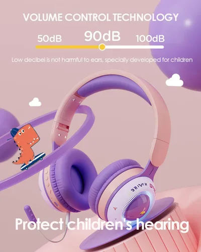 Miniatura 4 de Xmenha Auriculares inalámbricos para niños con micrófono para la escuela, con cancelación de ruido, protección para los oídos, Bluetooth, plegable