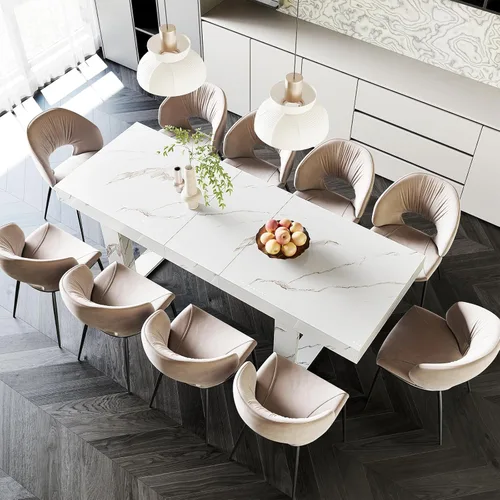 Miniatura 10 de STHOUYN Mesa de comedor rústica extensible de estilo granja para 8 10, 70.9" (86.6") x 31.5", Mesa de comedor rectangular para 6-10, Mesa de cocina