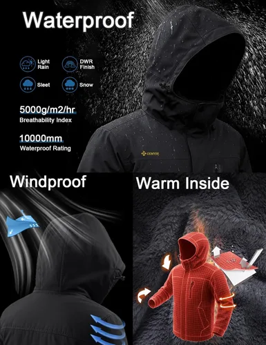 Miniatura 3 de GEMYSE - Chaqueta de esquí para hombre, impermeable, para invierno, con capucha, resistente al viento, cortavientos, para la nieve y la lluvia