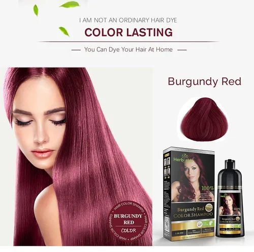 Miniatura 3 de Herbishh Combo de fortalecimiento del cabello que contiene champú de color para el cabello, tinte para el cabello, 16.9 fl oz borgoña + aceite