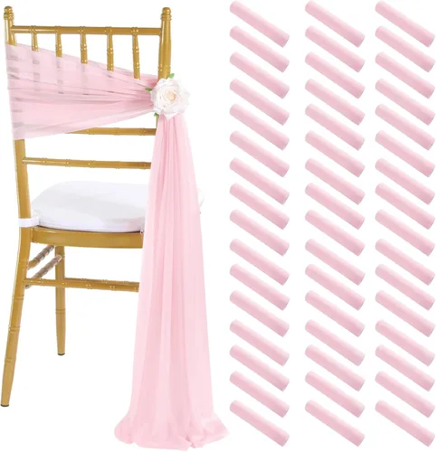 Miniatura 7 de Fanqisi 16 cintas para sillas con cintas de 8 pies de largo, cortinas de tela suave para decoración de bodas, iglesias, sillas, pasillos