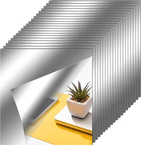 Miniatura 17 de Zonon Hojas de espejo flexibles autoadhesivas, no de vidrio, azulejos adhesivos para decoración de pared del hogar (20 piezas, 6 x 9 pulgadas)