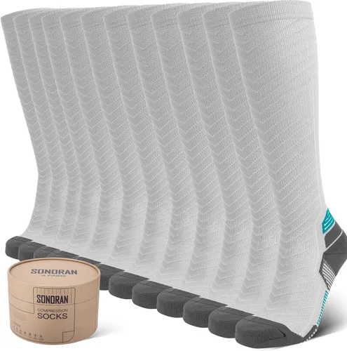 SONORAN Calcetines de compresión para hombres y mujeres (246 pares) 20-30 mmHg de compresión graduada hasta la rodilla para correr, atletismo