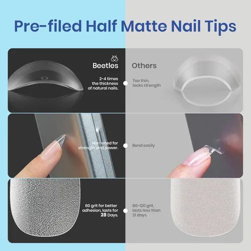 Miniatura 5 de Kit de extensión de uñas en gel Beetles, forma almendra, fácil set de pegamento UV LED de 9 en 1, puntas de uñas Etch X, puntas cortas de almendra