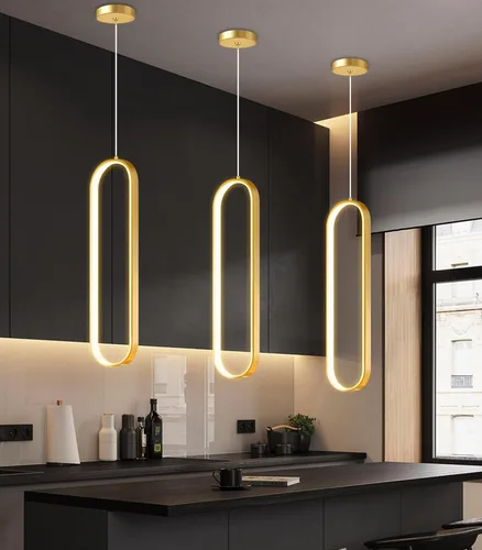 Miniatura 11 de Candelabros LED modernos para entrada de vestíbulo, techo alto, lámparas de escalera largas, regulables, montaje empotrado, alto recibidor, Negro