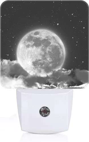 Luz nocturna de luna en nube, luces nocturnas enchufables con sensor automático, lámpara de noche del atardecer al amanecer, decoración del hogar