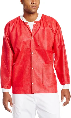 Miniatura 21 de Paquete de 10 chaquetas desechables de laboratorio, chaqueta médica reutilizable hasta la cadera, unisex, con puños de punto y bolsillos