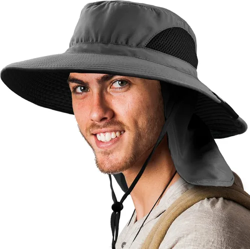 Miniatura 13 de SUN CUBE Sombrero de ala ancha para hombres y mujeres, sombreros de pesca, protección solar UV, sombrero de pescador, sombrero de pescador