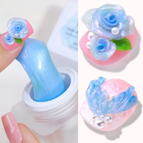 Miniatura 18 de Double Rhythm 3D Gel de uñas en gel transparente sólido para esculpir, antiadherente, gel duro para construcción, tallado, moldeado, extensión