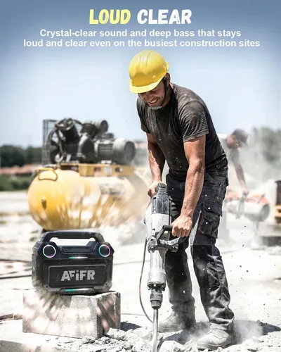 Miniatura 5 de Altavoz Bluetooth para exteriores, graves fuertes de 160 W. Resistente, IP67 impermeable, tiempo de reproducción 24 horas con luces, altavoces Negro
