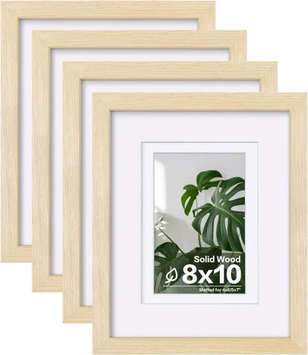 Miniatura 83 de Egofine - Juego de 4 portarretratos 8 x 10 pulgadas de madera maciza y cubierta de plexiglás de 4 x 6/5 x 7 pulgadas con paspartú u 8 x 10 pulgadas