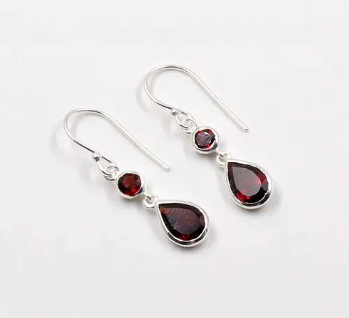 Miniatura 3 de Collar de granate de diseñador, conjunto de joyas de granate, collar de granate facetado, joyería de granate, pendiente de regalo para mujer