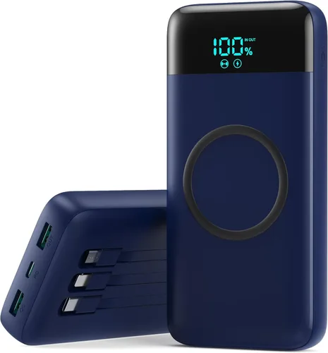 Miniatura 11 de Cargador portátil inalámbrico de 40800 mAh con 3 cables integrados, batería de carga inalámbrica 7 en 1 de 15 W, 25 W PD QC 4.0 carga rápida USB C