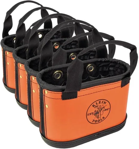 Miniatura 11 de Klein Tools 5144HBS Cubo de cuerpo duro, organizador ovalado para herramientas con funda para cuchillos y 14 otros bolsillos, naranja/negro