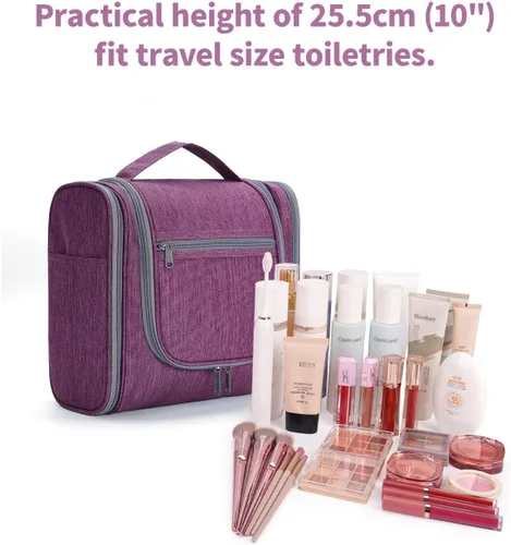 Miniatura 4 de Narwey - Neceser de viaje colgante, organizador de maquillaje y productos cosméticos para mujeres y hombres, Aa-morado., L
