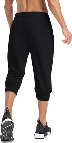 Miniatura 2 de MAGNIVIT Pantalones capri 34 para hombre, pantalones cortos de entrenamiento para gimnasio, debajo de la rodilla, bolsillos con cremallera