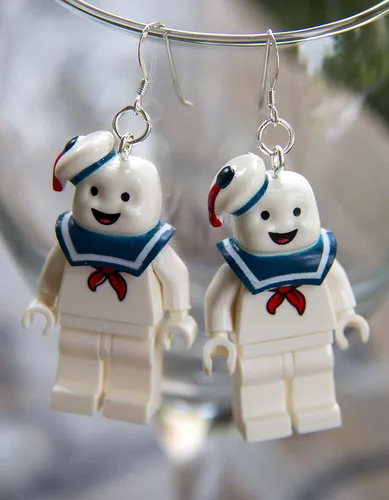 Miniatura 3 de Stay Puft Marshmellow Man Earrings STERLING SILVER Hooks compatible with Ghostbusters Stay Puffed Mr. Stay-Puft Marshmallow