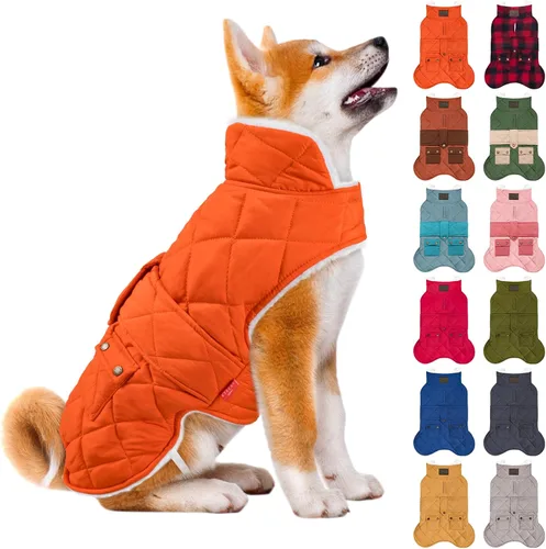 Miniatura 20 de KYEESE Abrigo para Perros Cálido Abrigo de Invierno Acolchado para Mascotas con Agujero para la Correa Chaqueta Suave para Perros con Bolsillo