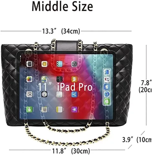 Miniatura 4 de Bolso grande acolchado de doble correa de 11.8 pulgadas13.4 pulgadas para mujer, bolso de mano Hobo (2 tamaños disponibles)