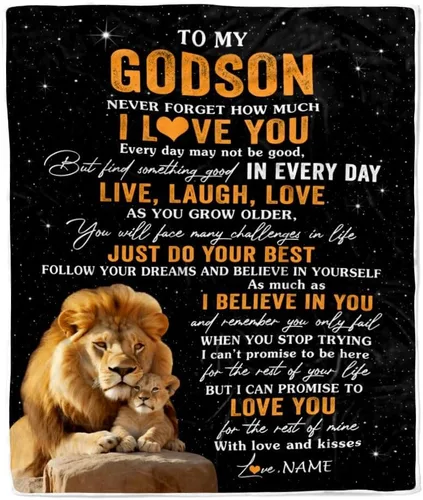 Miniatura 29 de Manta personalizada con texto en inglés «To My Godson», de Godmother Godmother Wolf Moon, My Love for You is Forever Godson Birthday Christmas