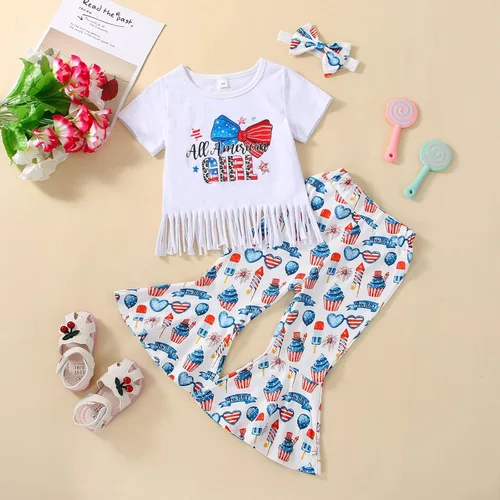 Miniatura 17 de Eadrioss Ropa para bebé niña pequeña, traje de campana de manga corta, camisa de flores para niños, pantalones florales acampanados, ropa de verano
