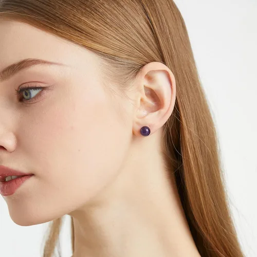 Miniatura 125 de Natural Stone Stud Earrings for Women 8mm Sterling Silver Genuine Gemstone Earrings Handmade Sterling Silver Crystal Stud Earrings for Women