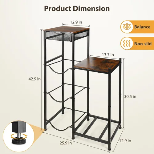 Miniatura 7 de CAROD Soporte para Garrafón de Agua de 5 Galones con Cajones, Soporte Resistente para Garrafón de Agua con Soporte para Dispensador de Agua, Soporte
