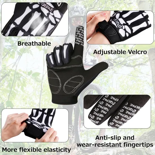 Miniatura 3 de Azarxis Guantes de esqueleto, ajustables, ligeros, de carreras, de cráneo, guantes de trabajo, antideslizantes, transpirables, para hombres