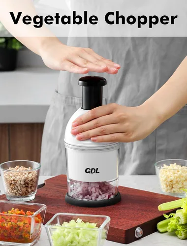 Miniatura 9 de Picador de alimentos, picador de mano, fácil de limpiar, picador manual de verduras, cortador de cebolla, picadora de ajo para cebolla, nueces
