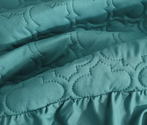 Miniatura 9 de CHIXIN Colcha con falda con volantes, caída de 30 pulgadas de largo, ropa de cama estilo Shabby Chic, ligera, juego de 3 piezas, tamaño King, laguna