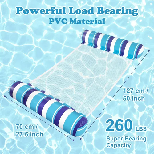 Miniatura 3 de Flotadores de piscina para adultos, paquete de 2 flotadores inflables para piscina, 4 en 1, balsas multiusos tumbona hamaca de agua para piscina