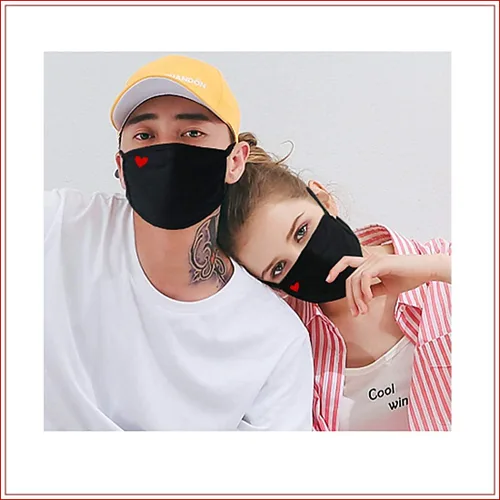 Miniatura 5 de Yiiza - Cubrebocas moderno y lindo con corazón, protección para la boca unisex, de algodón, a prueba de polvo, reutilizable, abrigador
