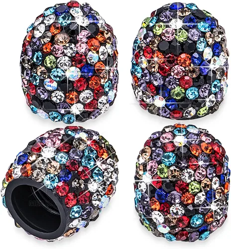 Miniatura 28 de 8 PCS Tapas de Válvula de Vástago de Neumático con Diamantes de Cristal Brillante, Tapas de Válvula de Neumático de Coche a Prueba de Polvo Blanco