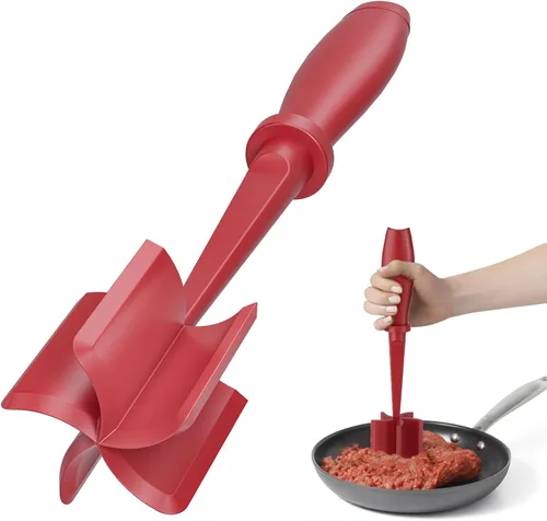 Picador de carne, triturador de hamburguesas mejorado, triturador de carne resistente al calor prémium para carne molida, pavo molido y más, Rojo