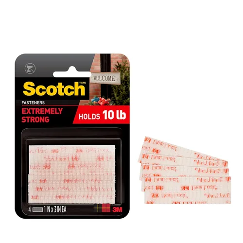 Miniatura 14 de Scotch Sujetadores de enclavamiento extremo, 4 tiras, 1" x 3", ofrece una potente unión al contacto, resistente a la intemperie, la suciedad