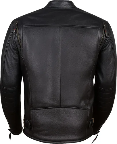 Miniatura 3 de REVOLT Chaqueta de motociclista para hombre, de cuero natural de búfalo, con protección CE - Ventilación, para crucero, motociclista, touring, Marrón