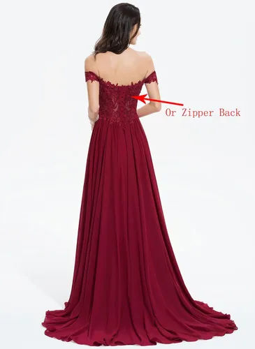Miniatura 3 de Miao Duo Vestidos largos de graduación con hombros descubiertos para mujer, con abertura de encaje, apliques de gasa, vestidos formales de fiesta