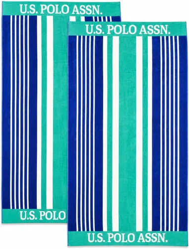 Miniatura 30 de U.S. Polo Assn. Toalla de playa de gran tamaño (40 x 70 pulgadas), diseño náutico a rayas, de lujo, algodón de felpa de calidad de hotel para baño