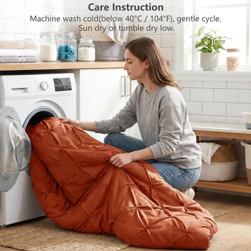 Miniatura 7 de CozyLux - Juego de ropa de cama con pliegues plisados de 7 piezas en una bolsa; edredón tamaño King para todas las estaciones, sábanas, fundas