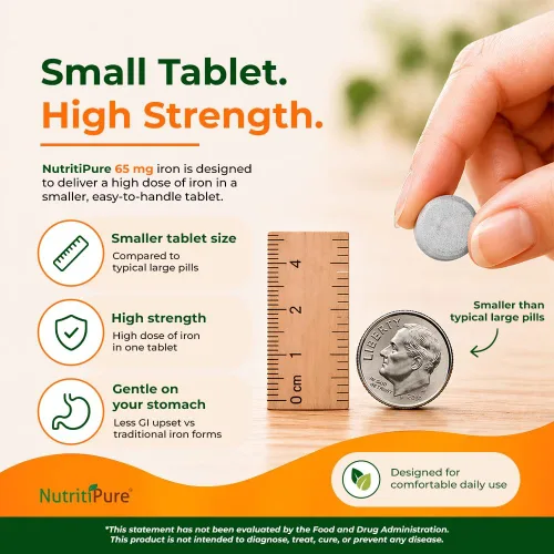 Miniatura 4 de Hierro carbonílico masticable de 65 mg con 270 mg de vitamina C – Tableta Bariátrica (no gomosa), sabor a naranja sin azúcar – Suplemento de hierro